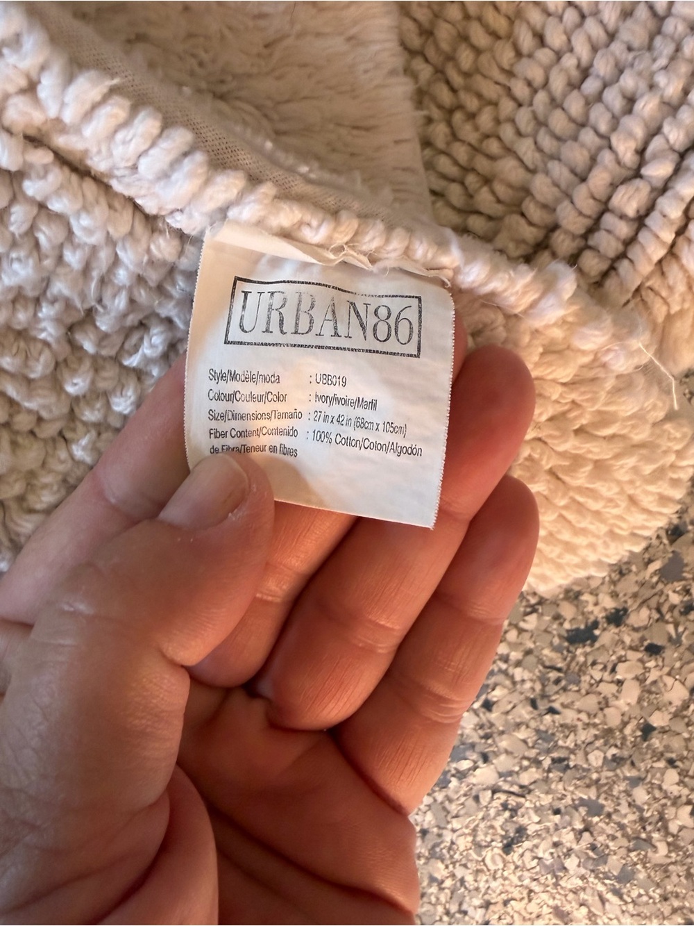 white Textured Cotton Bath Rug - Picture 5 of 5